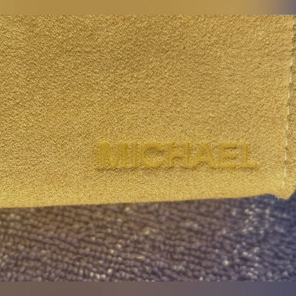 Michael Michael Kors Suede Tan Cosmetic Beauty Zipper Bag 8 1/2” X 6 1/4” X 3”